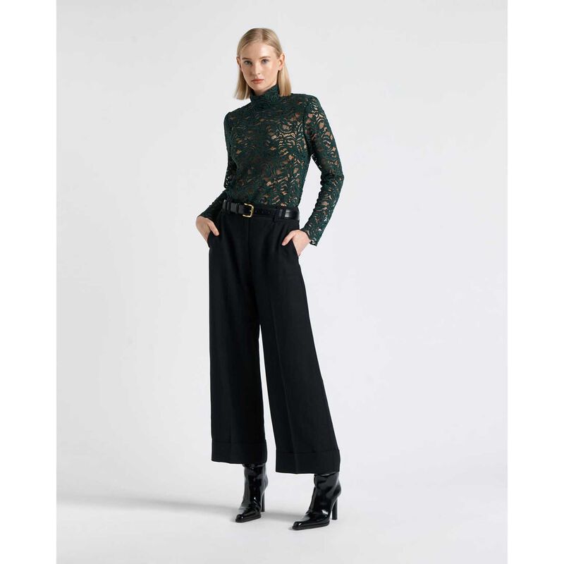Cue European Flocked Lace Long Sleeve Top image number 3